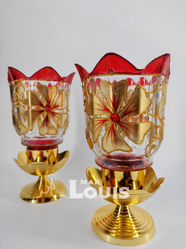 FIBER  LAMPSHADE    GOLD TO FLOWER